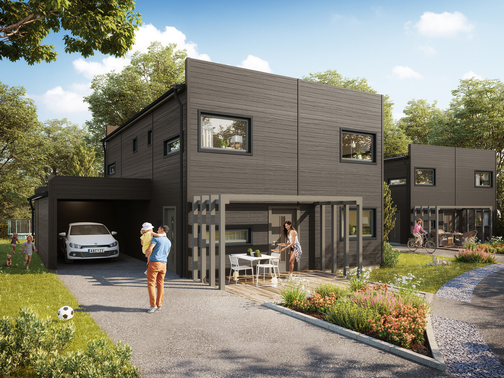 Arkitekturvisualisering 3D Visualisering Exteriör Modern Villa Hus Trädgård