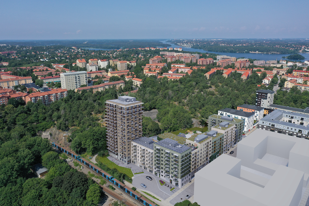 Arkitekturvisualisering 3D Visualisering Exteriör Birdeye Fastighet Växeln Innerstad